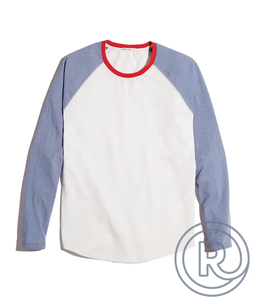 Re-Spun Baseball Raglan Vintage Indigo/White sold by Marine Layer