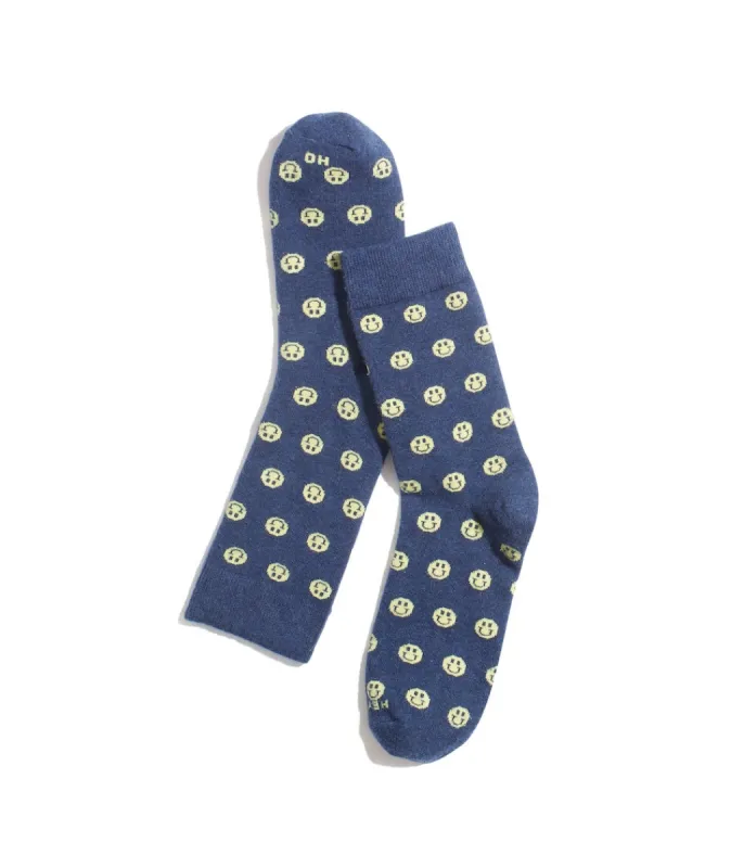 Crew Sock in Navy/Smileys sold by Marine Layer