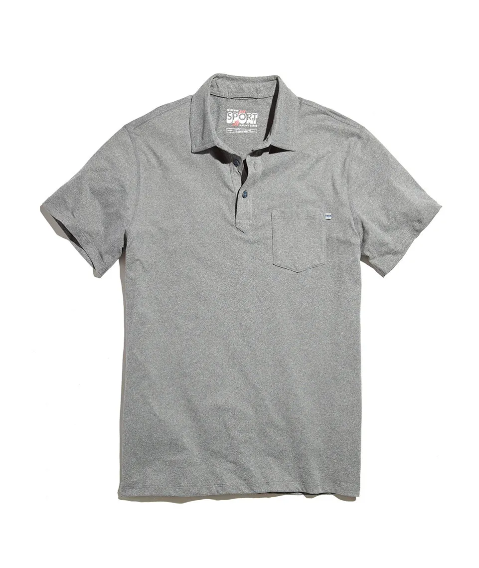 Palmer Sport Polo in Heather Grey sold by Marine Layer
