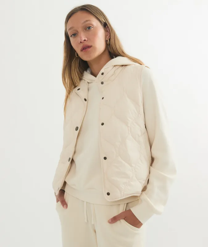 Sophia Lightweight Quilted Vest sold by Marine Layer