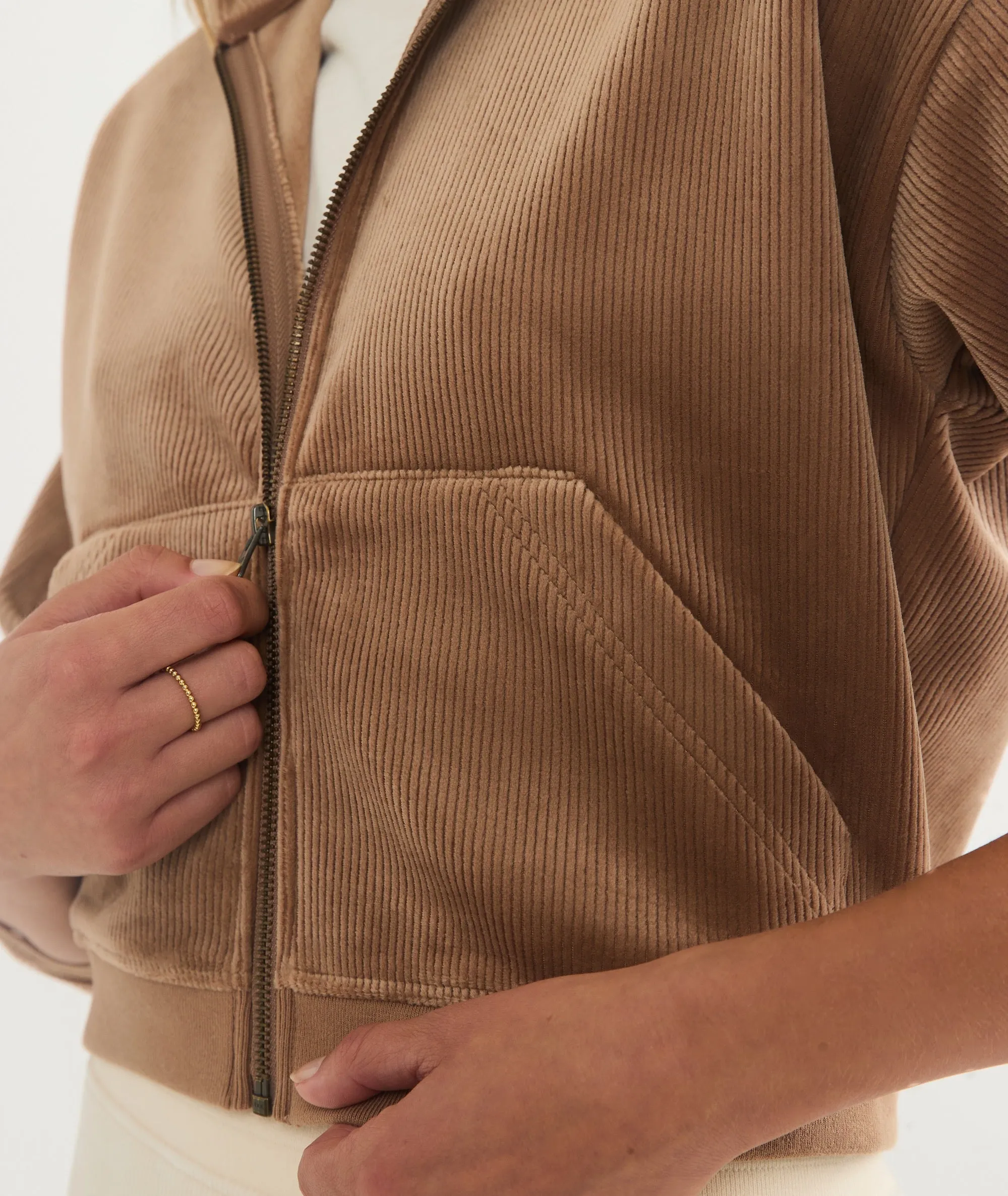 Cord Velour Cropped Zip Up Hoodie sold by Marine Layer product image thumbnail 4