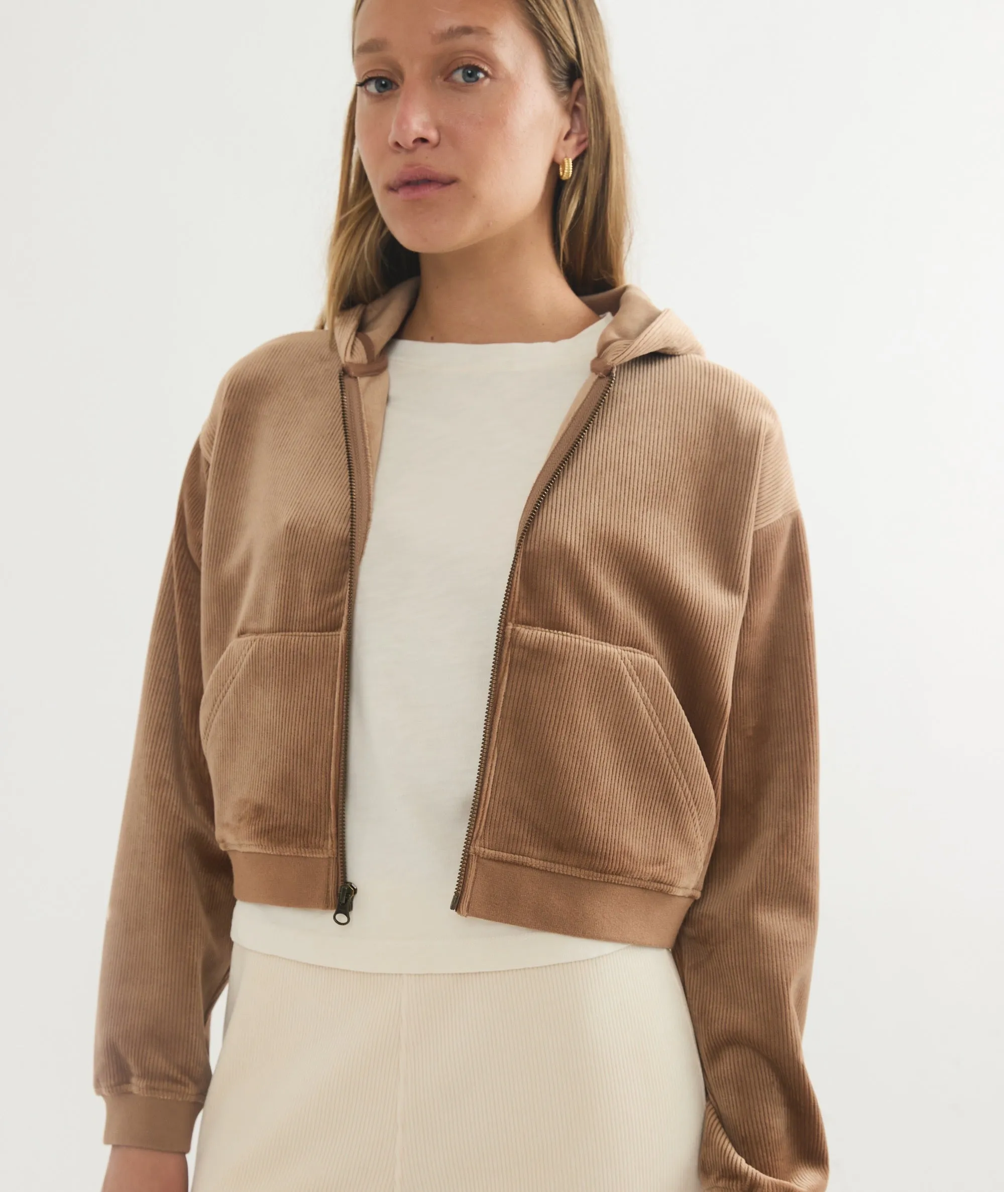 Cord Velour Cropped Zip Up Hoodie sold by Marine Layer product image thumbnail 2