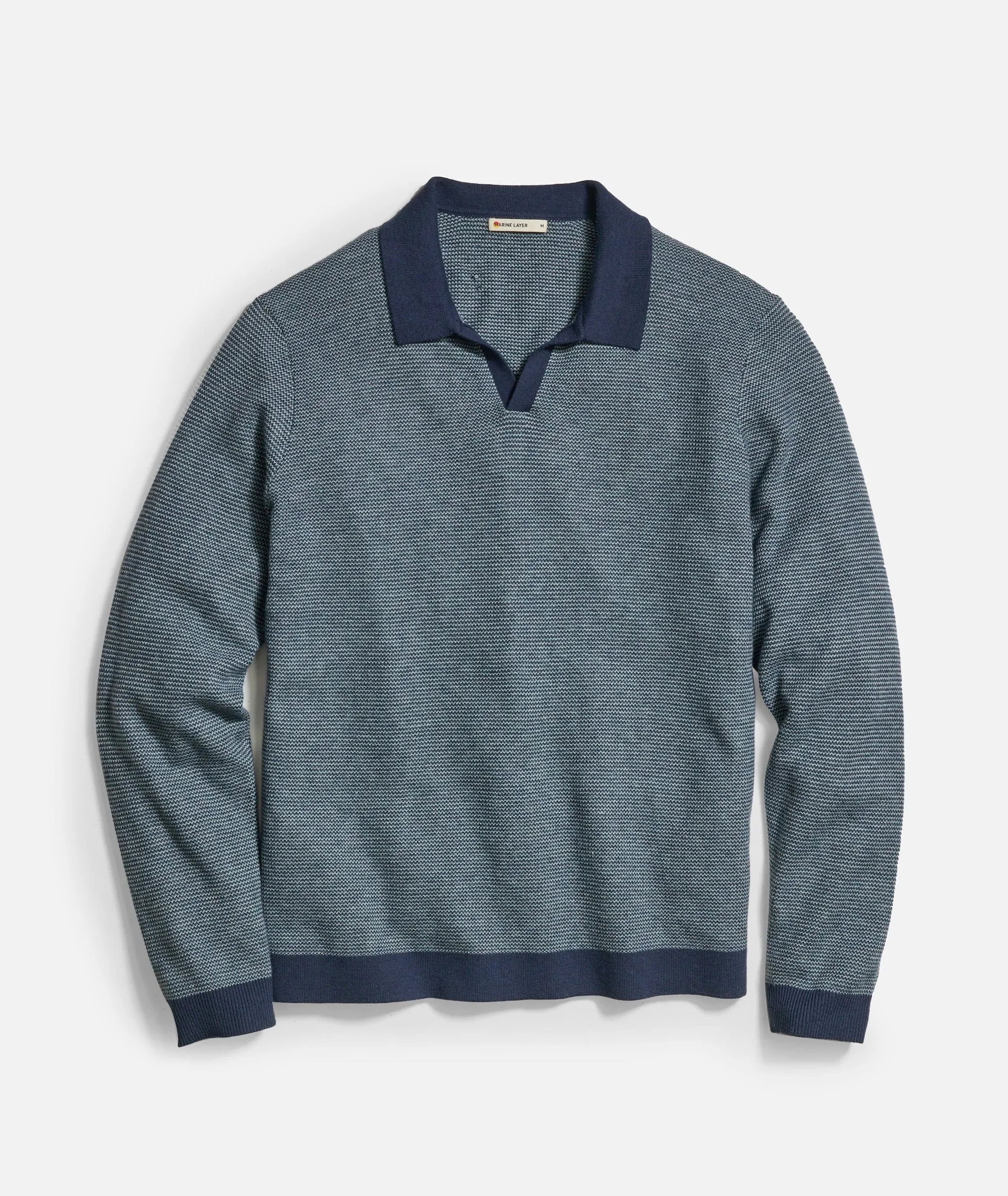 Liam Long Sleeve Sweater Polo sold by Marine Layer
