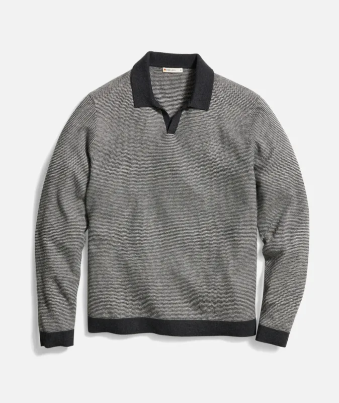 Liam Long Sleeve Sweater Polo sold by Marine Layer