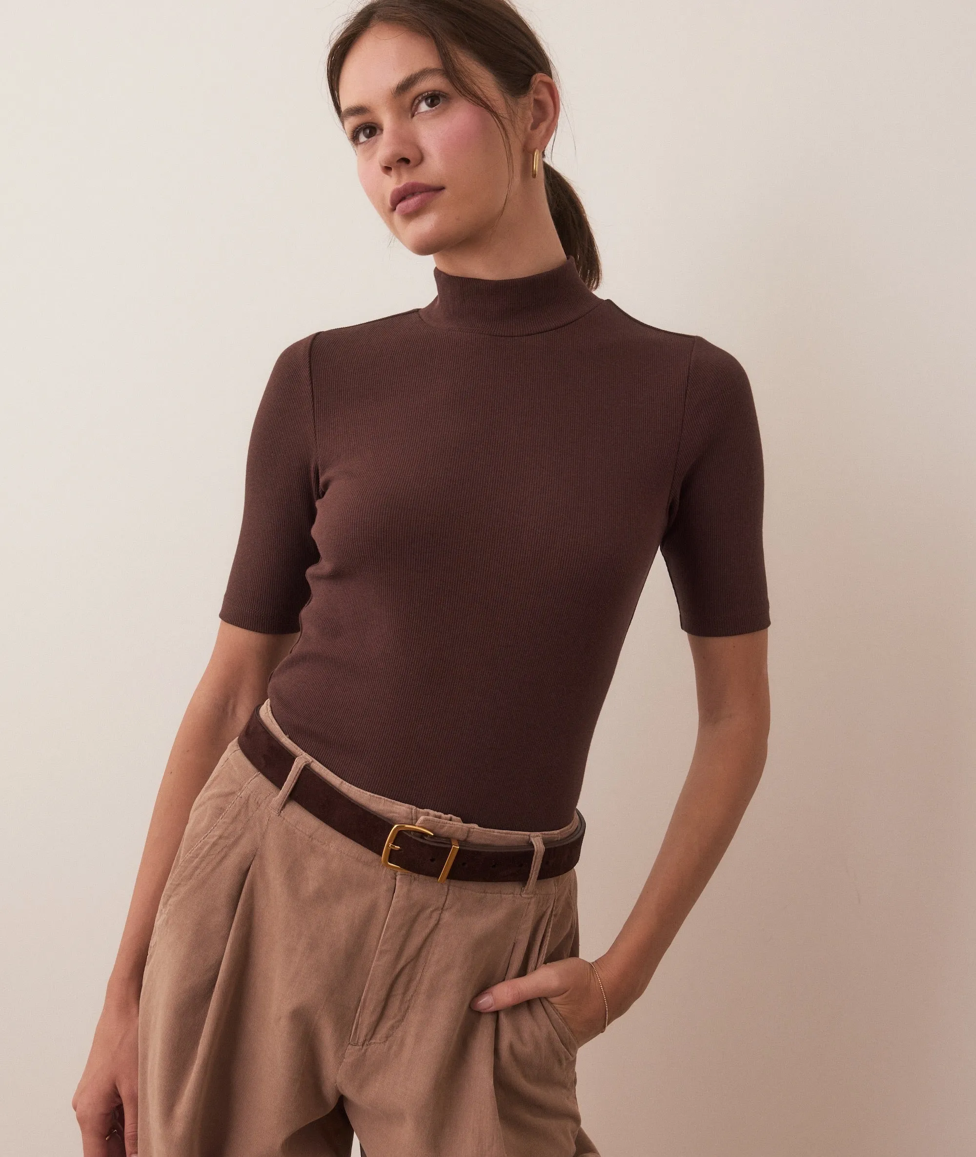 Lexi Rib Mock Neck Top sold by Marine Layer