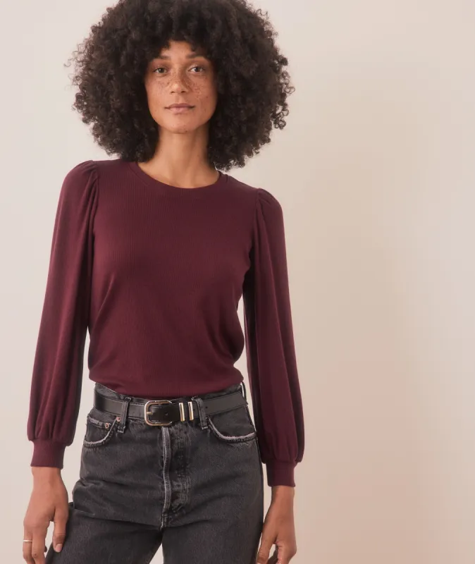 Lexi Rib Puff Sleeve Top sold by Marine Layer