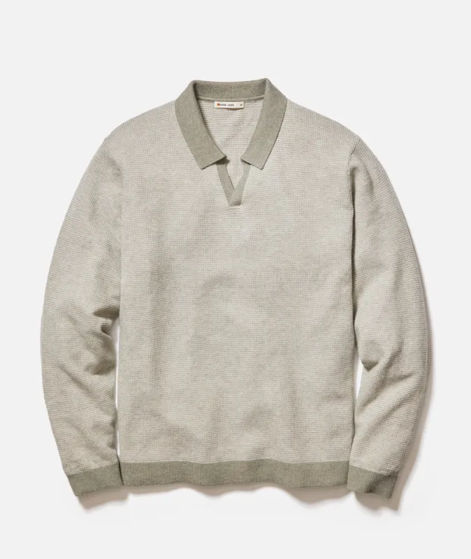 Liam Long Sleeve Sweater Polo sold by Marine Layer