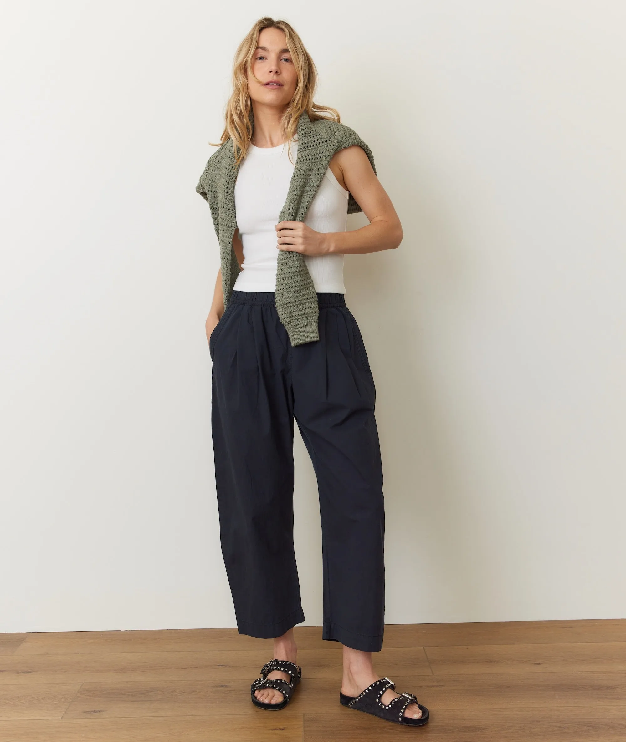 Kyra Poplin Barrel Pant sold by Marine Layer