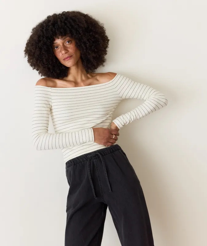Lexi Rib Sun-In Off the Shoulder Top sold by Marine Layer