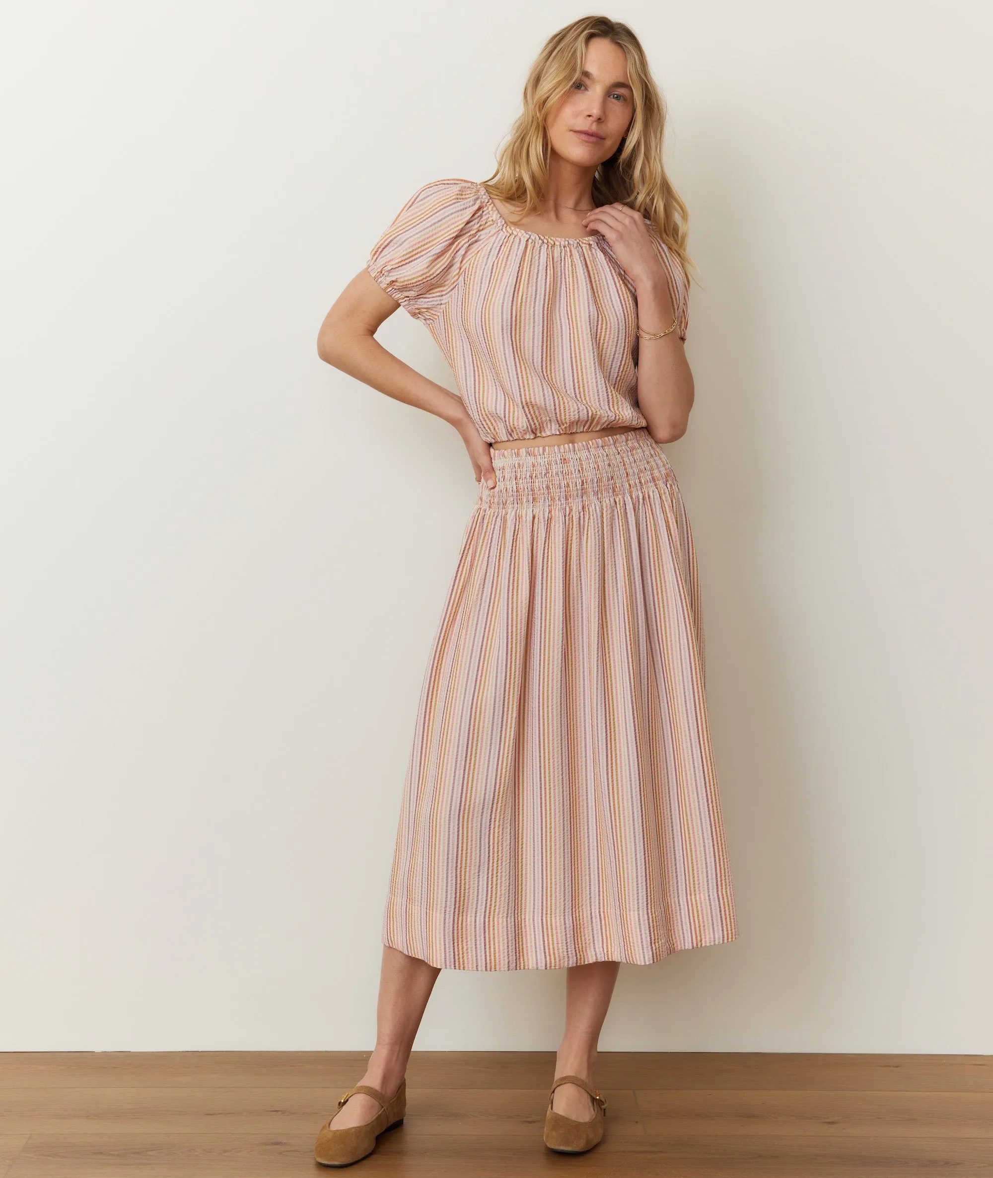 Bea Seersucker Midi Skirt sold by Marine Layer product image thumbnail 5