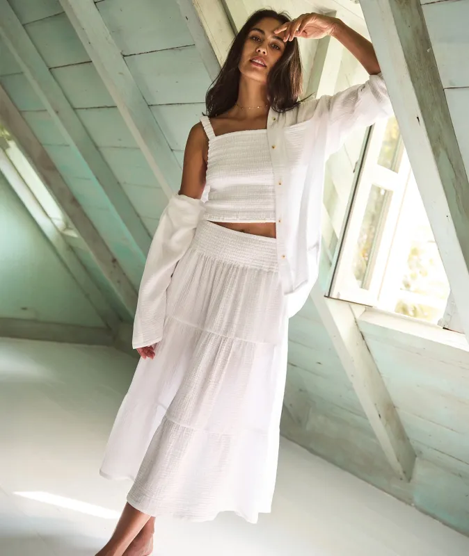 Corinne Double Cloth Maxi Skirt sold by Marine Layer