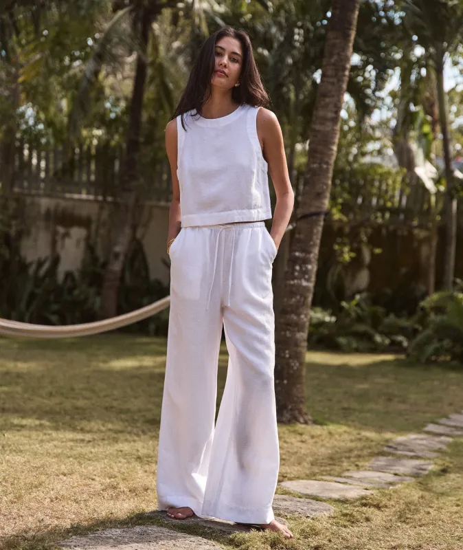 Linen Drawstring Wide Leg Pant sold by Marine Layer