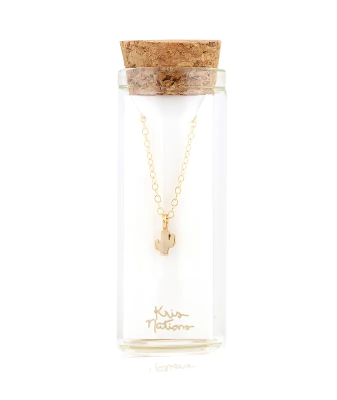 Kris Nations Saguaro Cactus Charm Necklace in Gold sold by Marine Layer