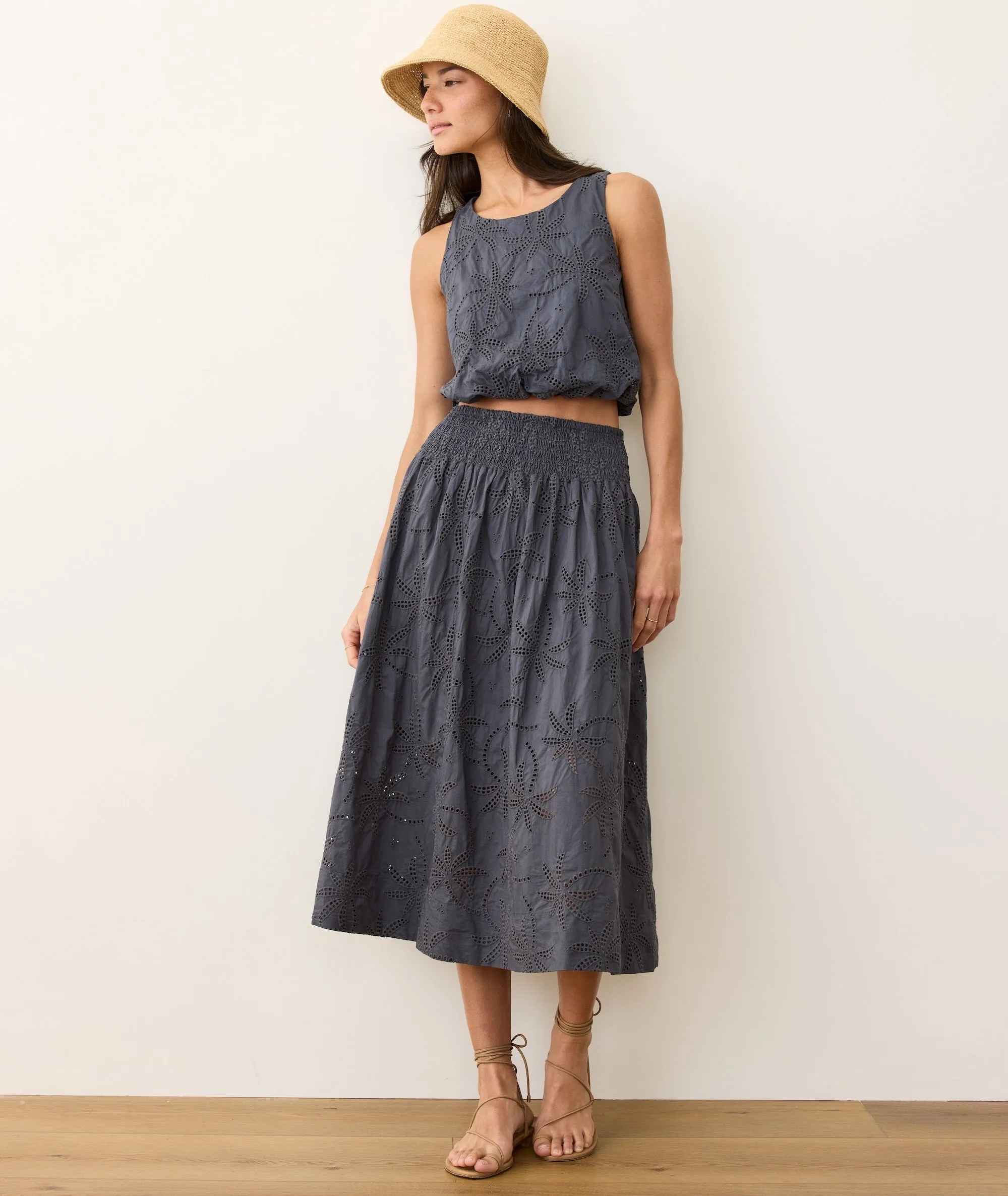 Bea Eyelet Midi Skirt sold by Marine Layer product image thumbnail 3