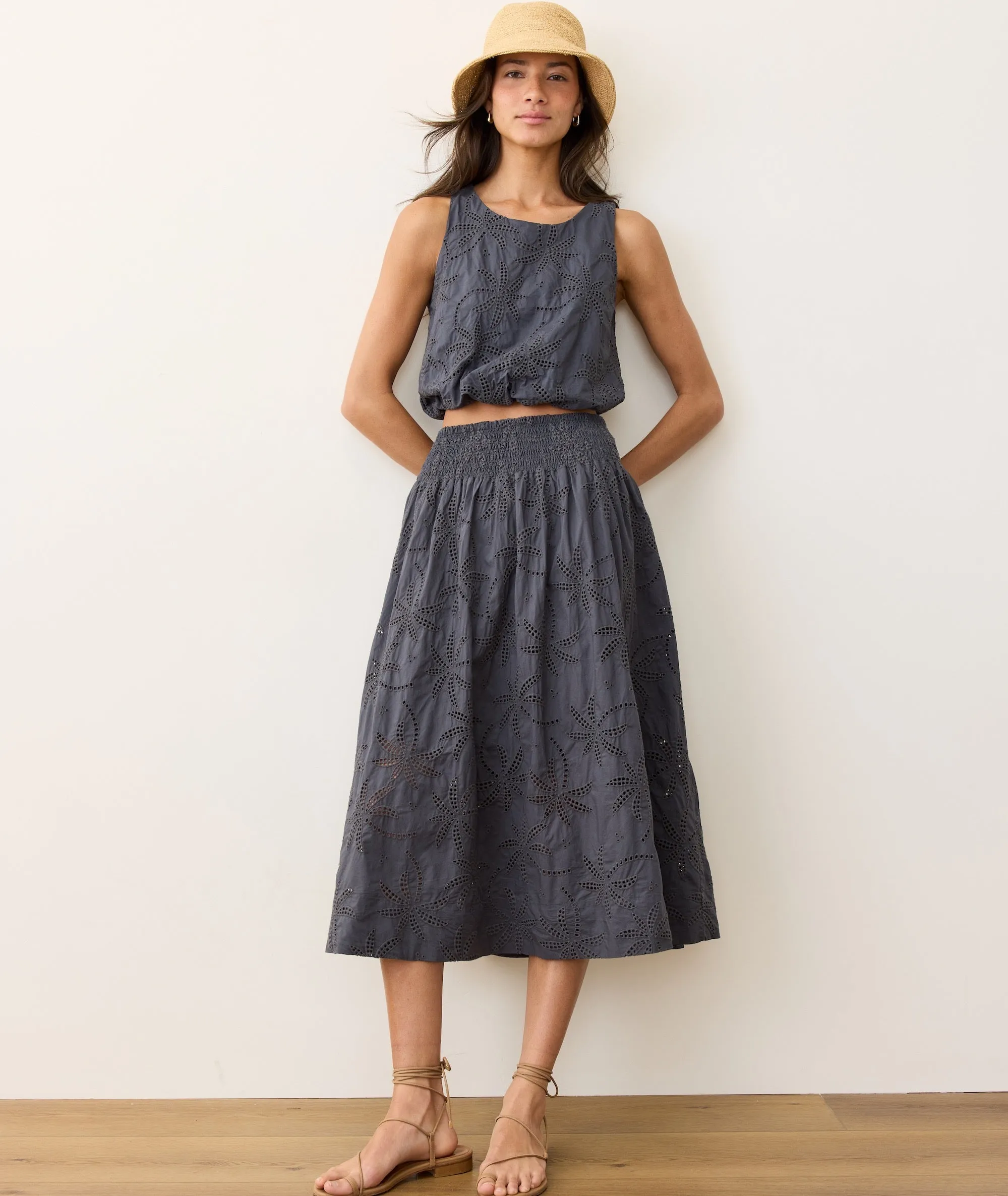 Bea Eyelet Midi Skirt sold by Marine Layer product image thumbnail 2