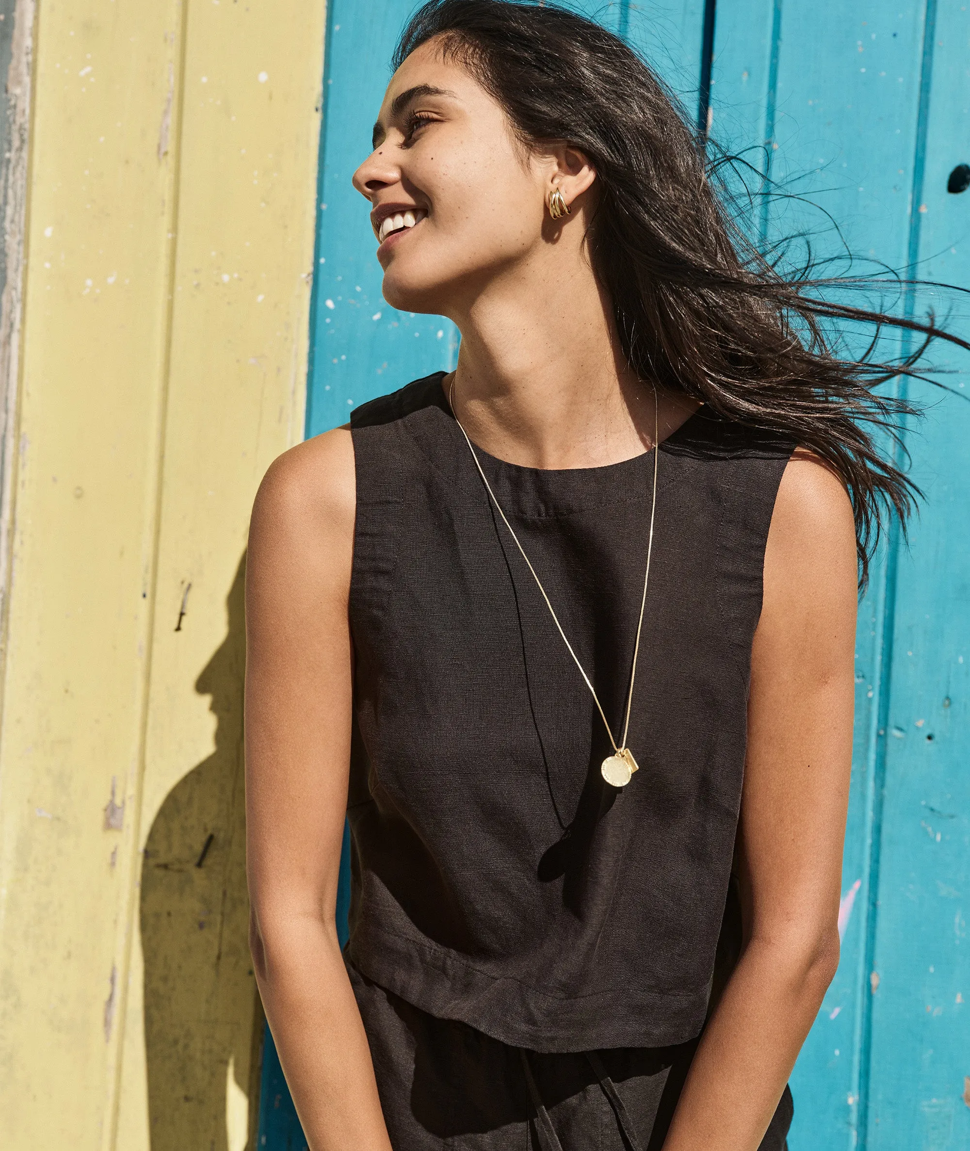 Quinn Linen Tank sold by Marine Layer