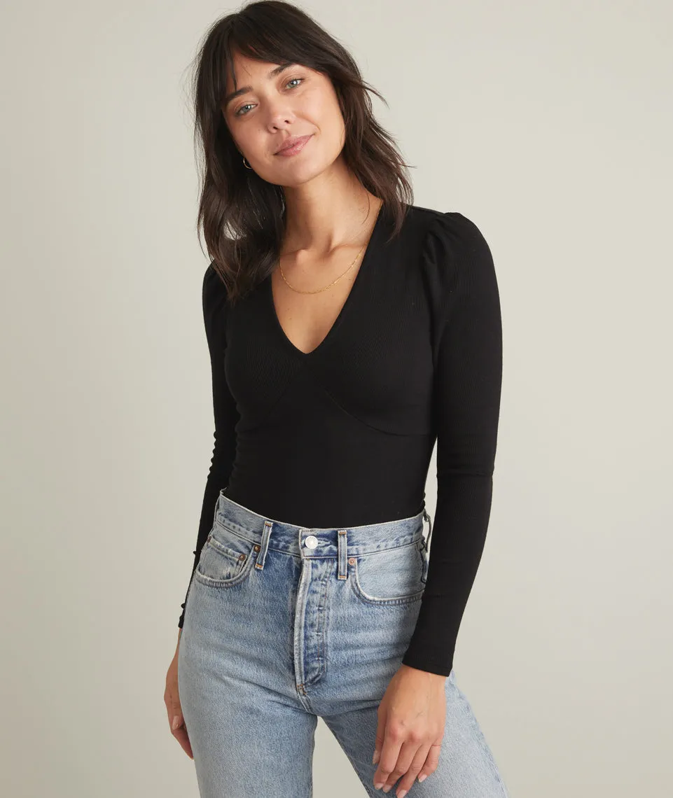Lexi Rib V-Neck Top in Black sold by Marine Layer product image thumbnail 2