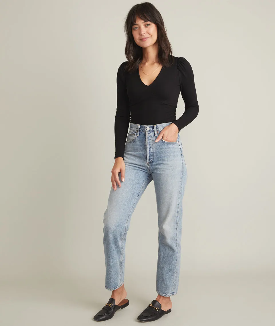 Lexi Rib V-Neck Top in Black sold by Marine Layer product image thumbnail 5