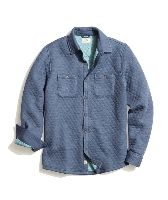 Filbert Quilted Overshirt in Navy/Surf Blue sold by Marine Layer