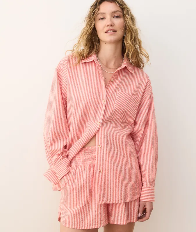 Gracey Oversized Seersucker Shirt sold by Marine Layer