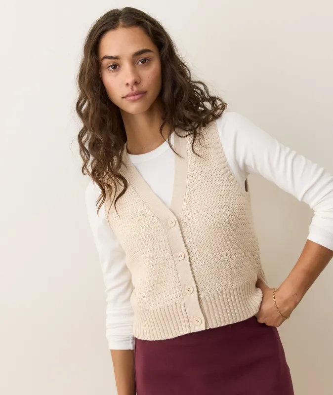 Robin Textured Sweater Vest sold by Marine Layer
