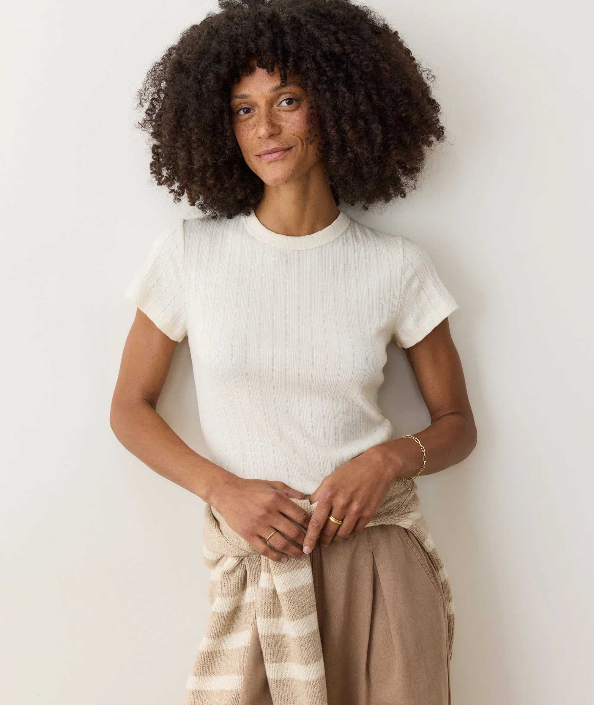 Lexi Rib Pointelle Tee sold by Marine Layer product image thumbnail 3