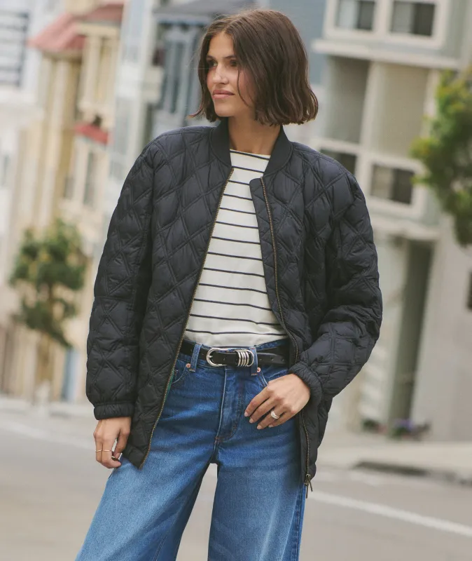 Marina Quilted Oversized Bomber sold by Marine Layer