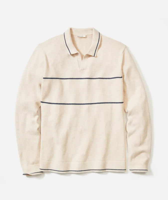 Liam Long Sleeve Sweater Polo sold by Marine Layer