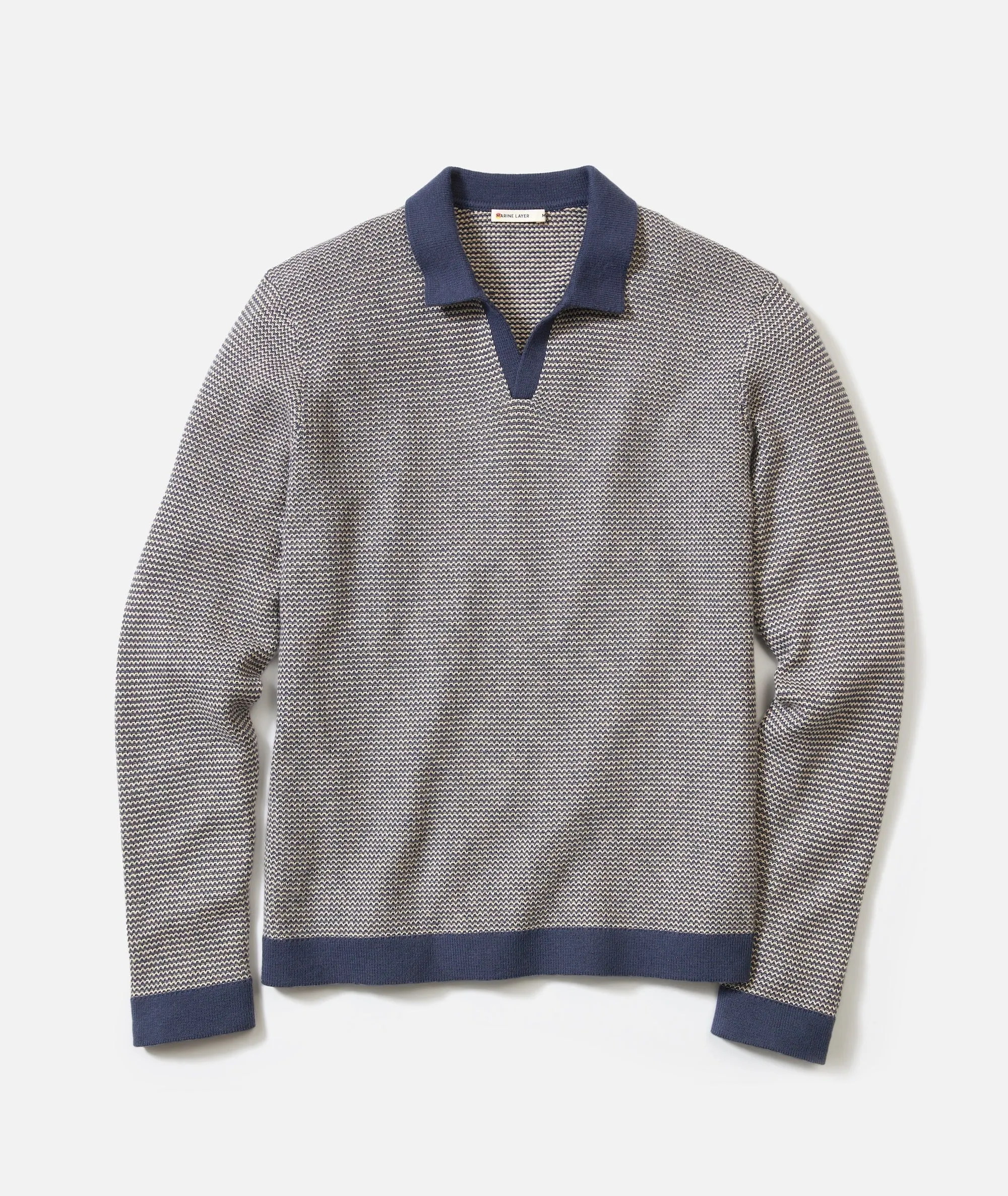Liam Long Sleeve Sweater Polo sold by Marine Layer