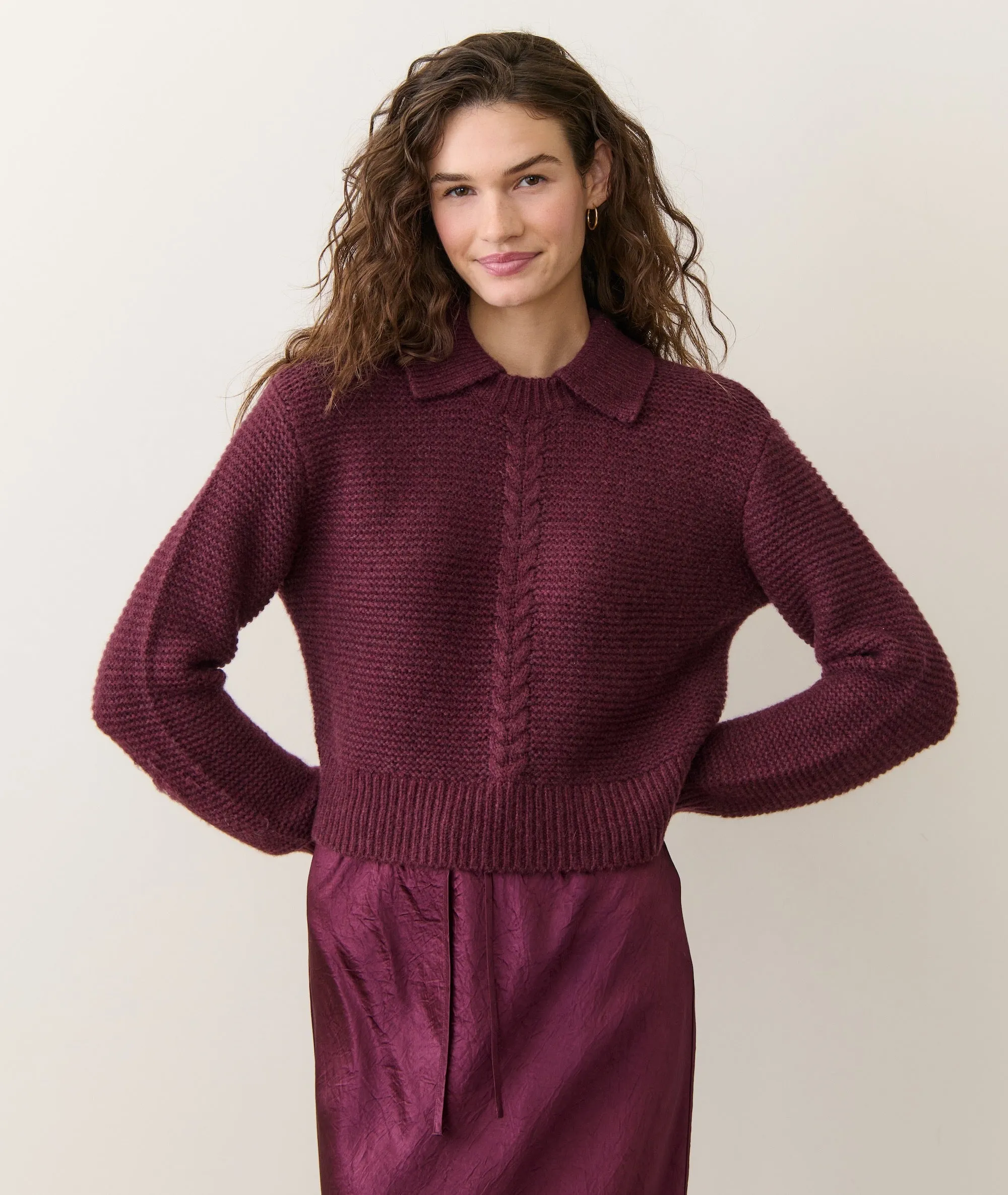 Everly Cable Knit Sweater Polo sold by Marine Layer product image thumbnail 2