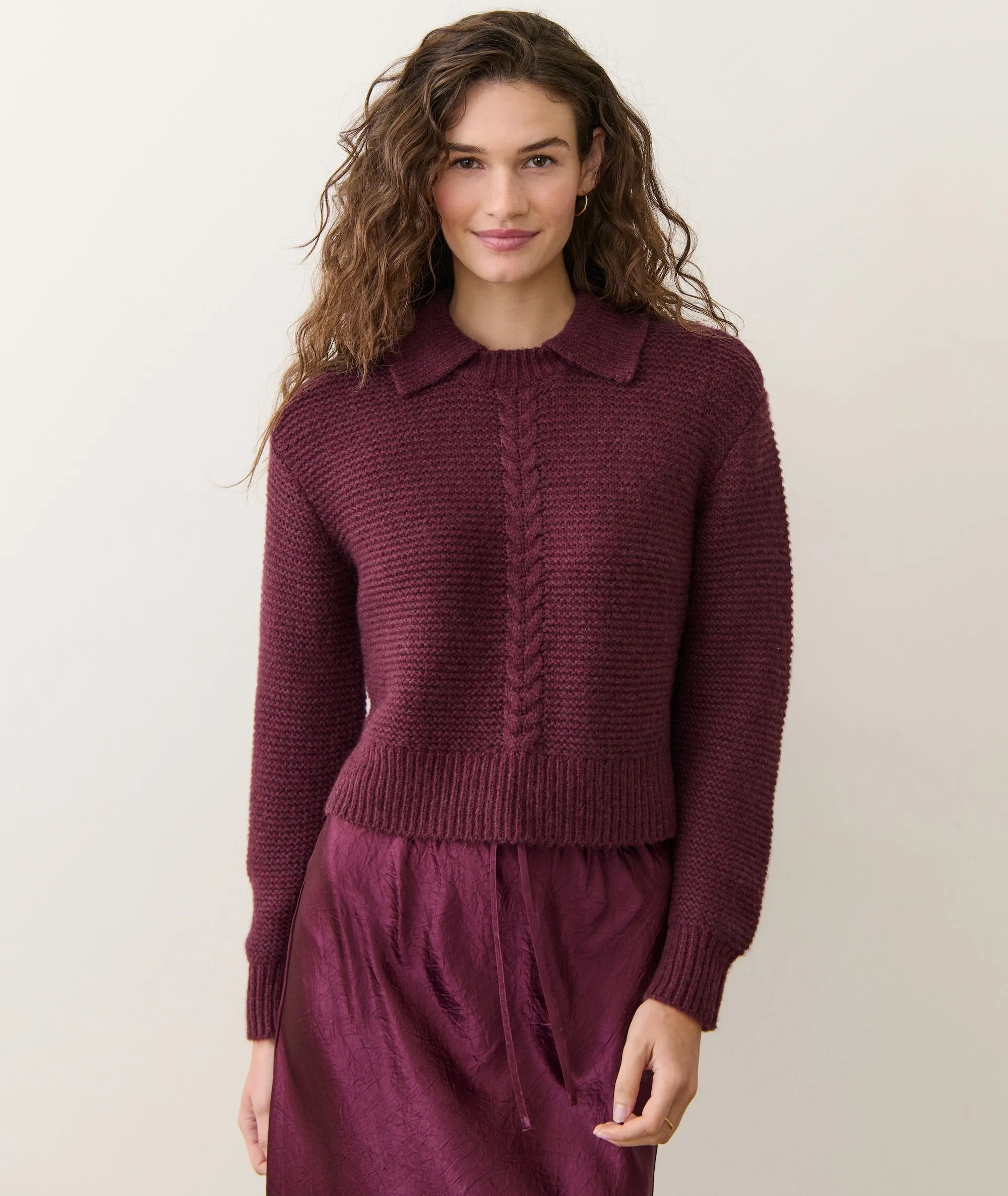 Everly Cable Knit Sweater Polo sold by Marine Layer product image thumbnail 3