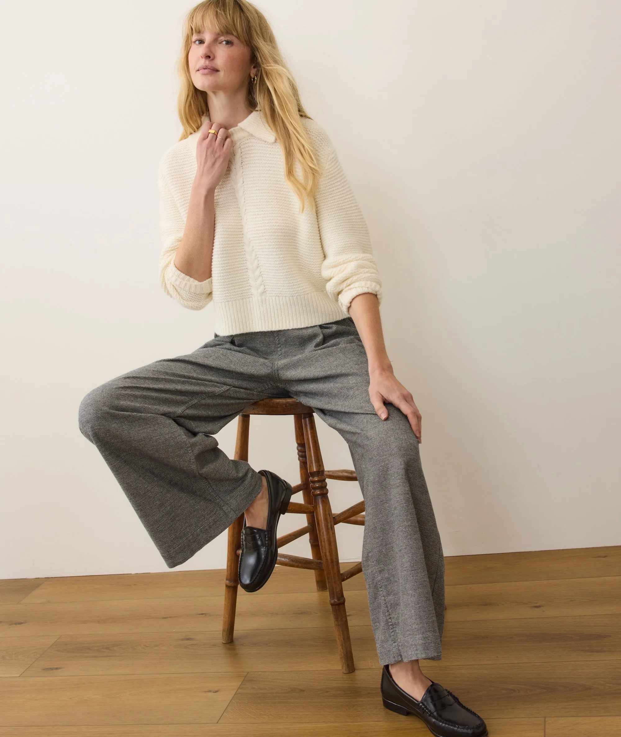 Everly Cable Knit Sweater Polo sold by Marine Layer product image thumbnail 5