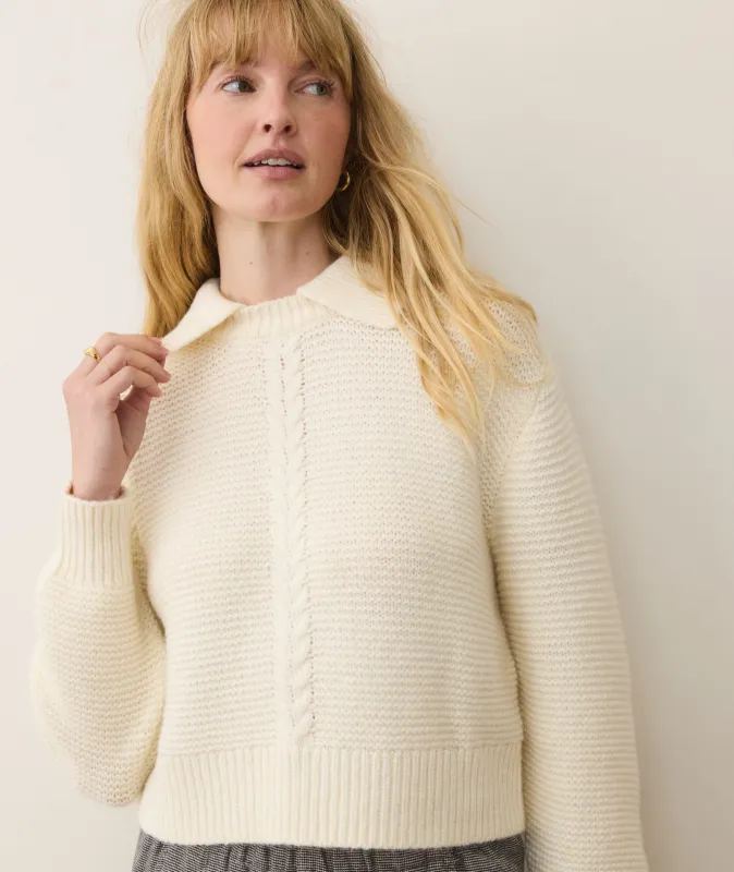 Everly Cable Knit Sweater Polo sold by Marine Layer