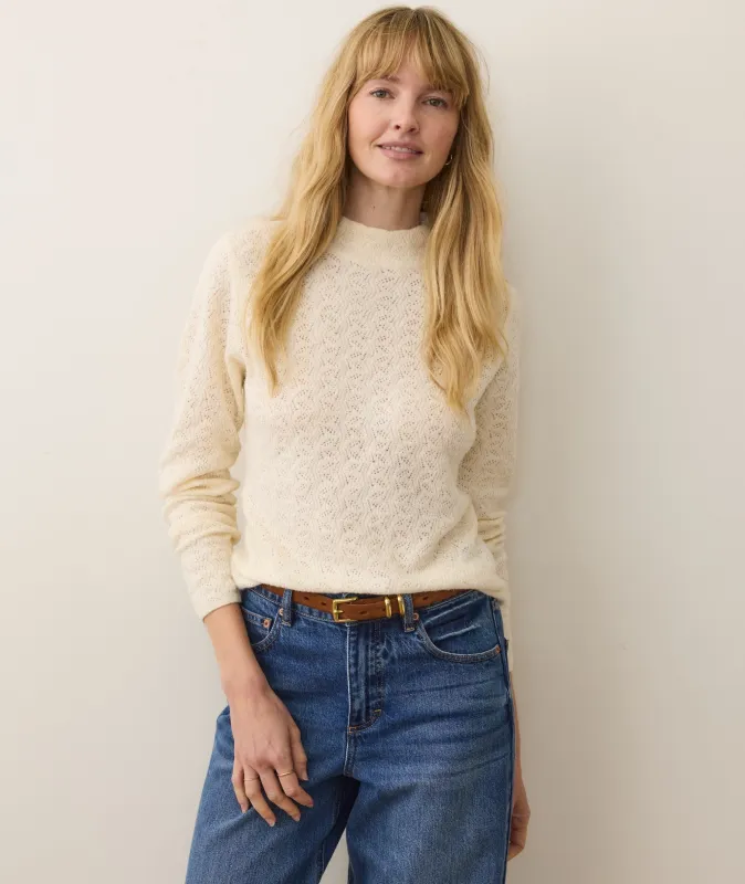 Lucia Pointelle Mock Neck Sweater made by Marine Layer