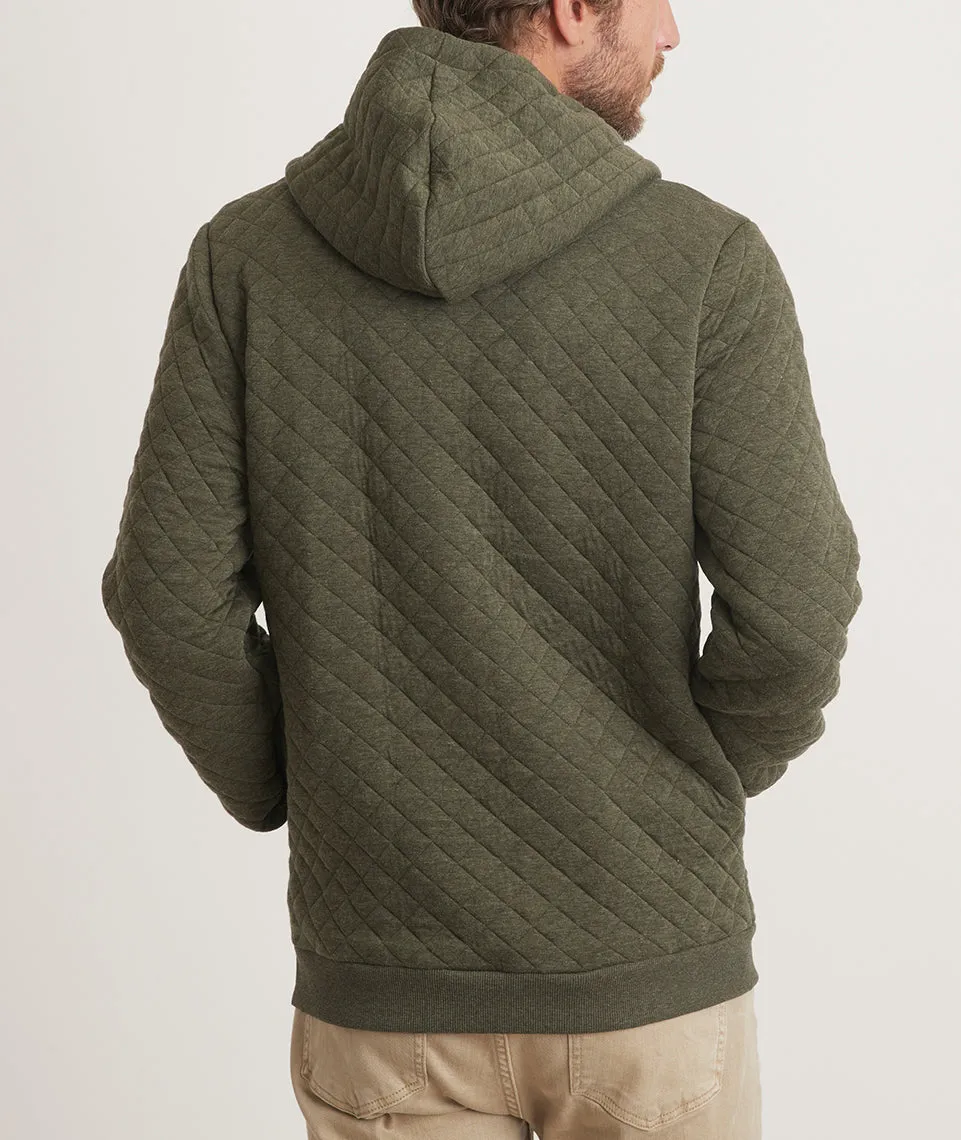 Men's Corbet Quilted Full Zip Hoodie in Olive Heather sold by Marine Layer product image thumbnail 5
