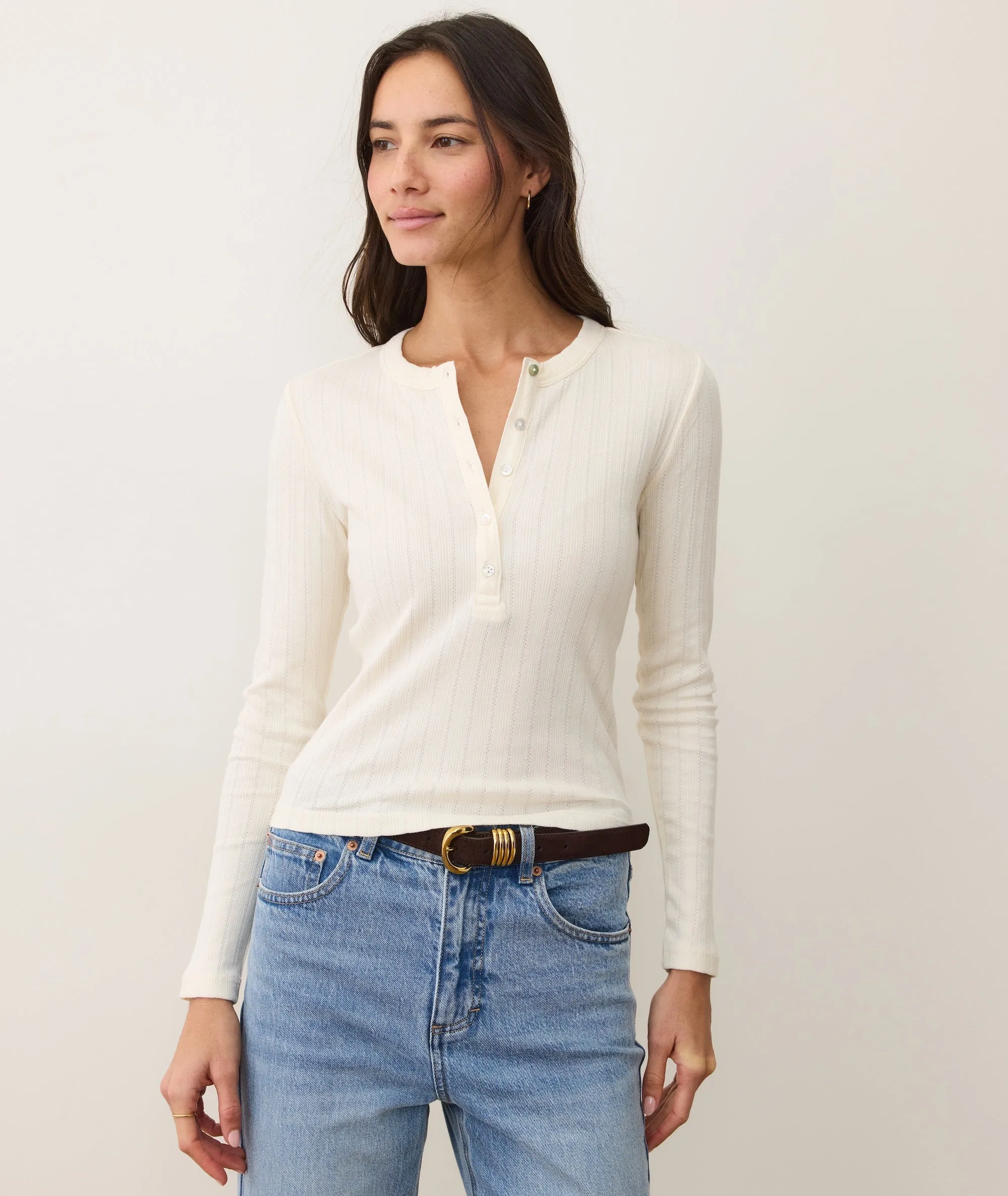 Lexi Pointelle Henley sold by Marine Layer product image thumbnail 3