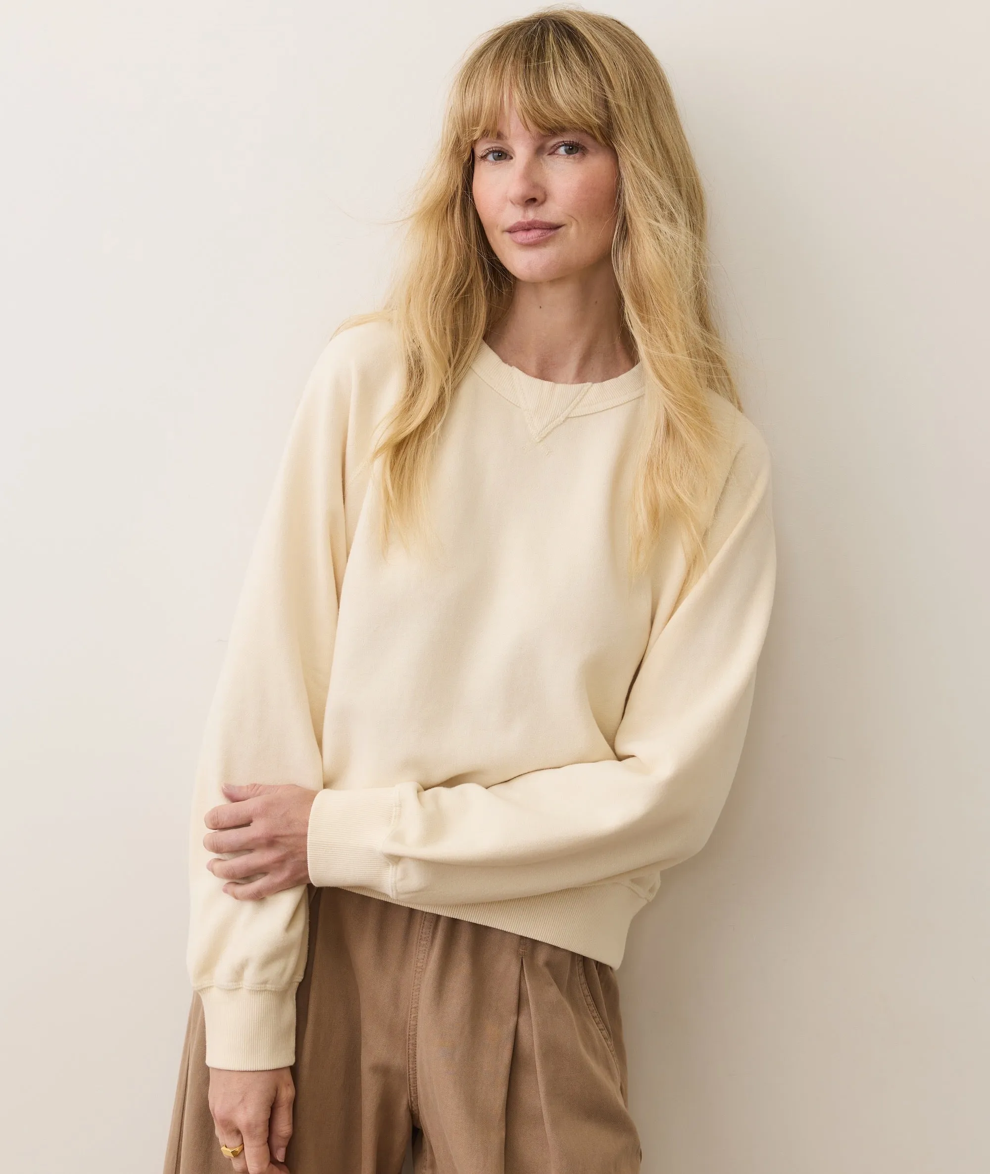 Women's Cloud 9 Fleece Sweatshirt in Antique White sold by Marine Layer product image thumbnail 2