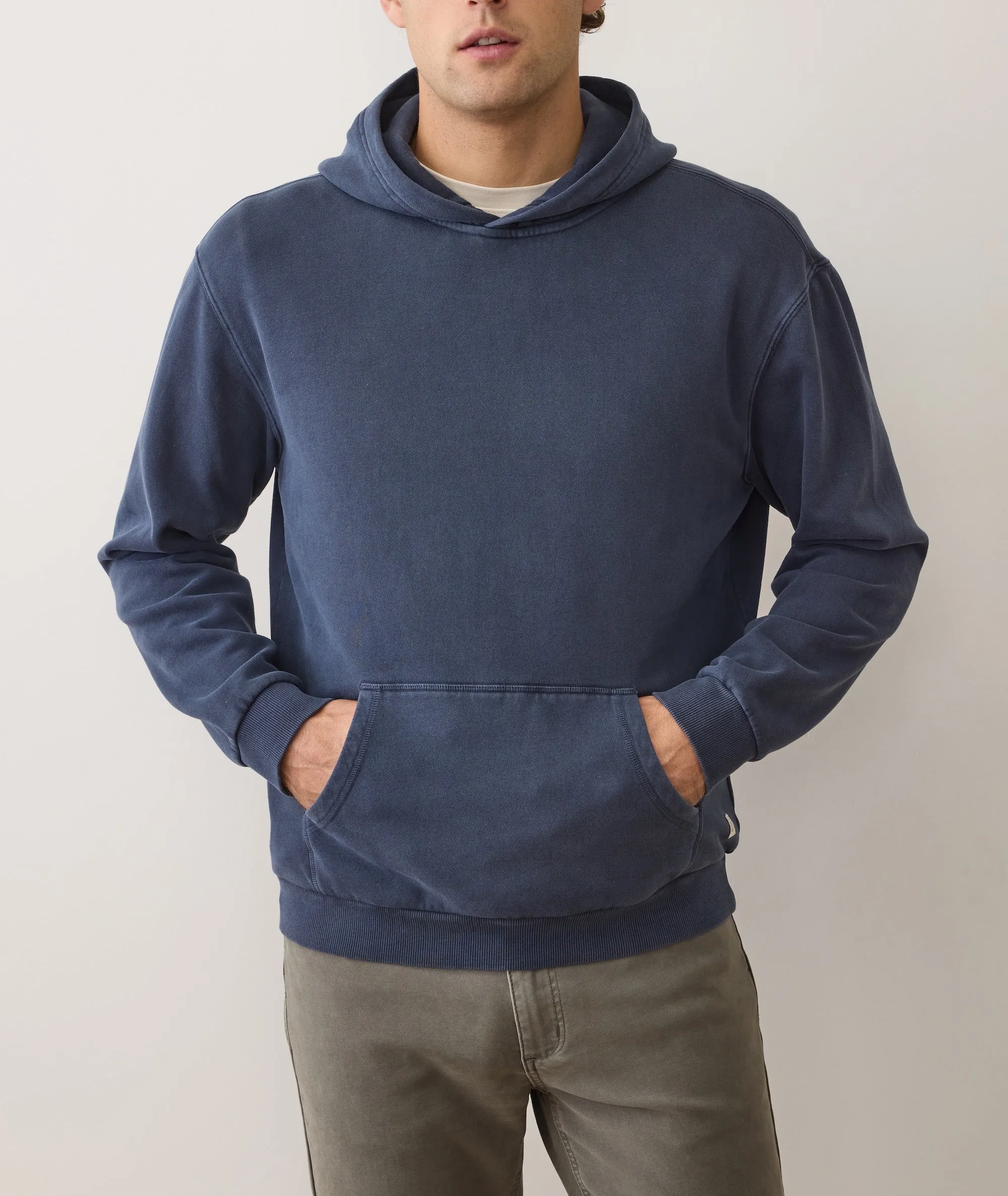 Men's Cloud 9 Fleece Relaxed Hoodie in Mood Indigo sold by Marine Layer product image thumbnail 3