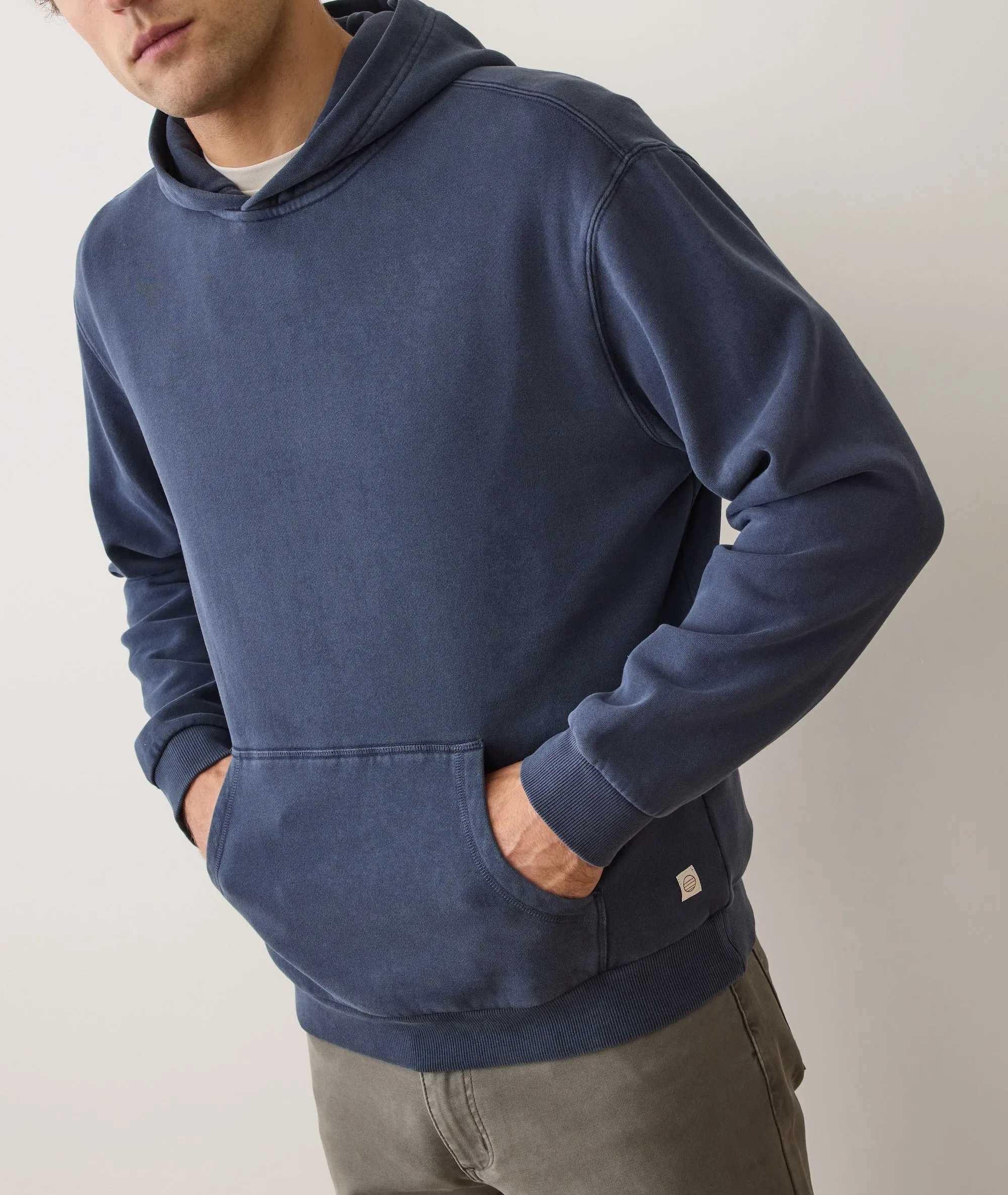 Men's Cloud 9 Fleece Relaxed Hoodie in Mood Indigo sold by Marine Layer product image thumbnail 4