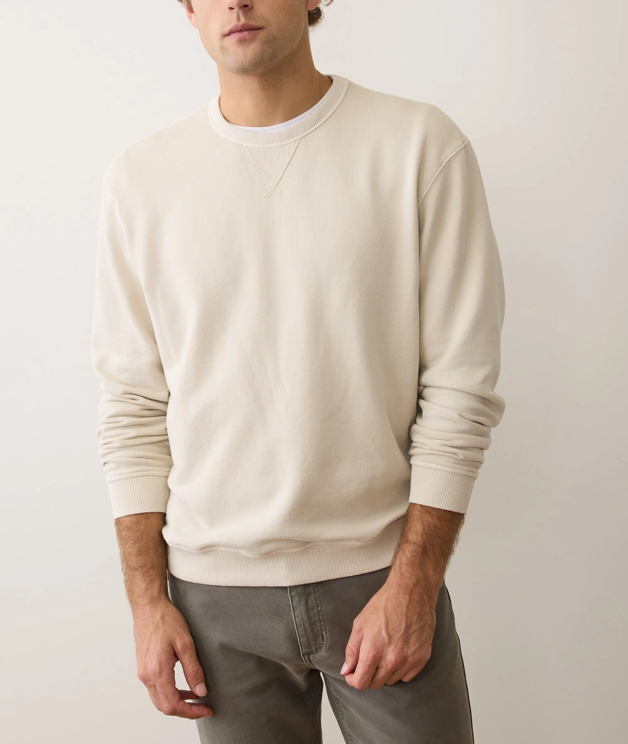 Men's Cloud 9 Fleece Relaxed Crewneck in Whitecap sold by Marine Layer product image thumbnail 2