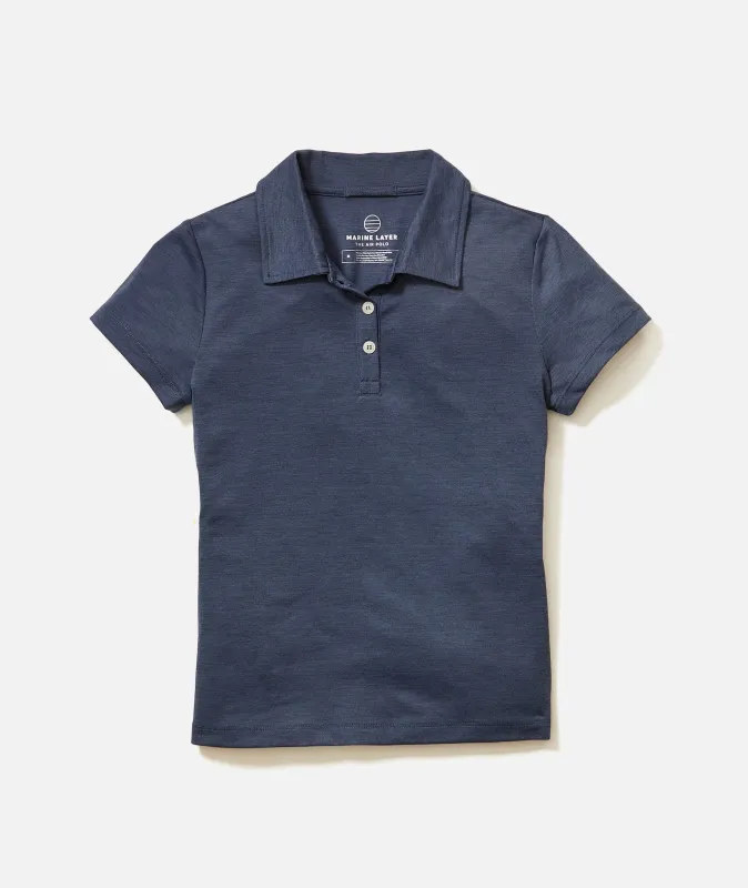 Women's Re-Spun Air Polo in Navy sold by Marine Layer