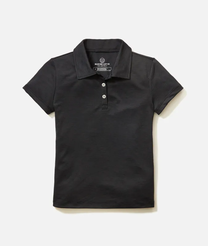 Women's Re-Spun Air Polo in Black sold by Marine Layer