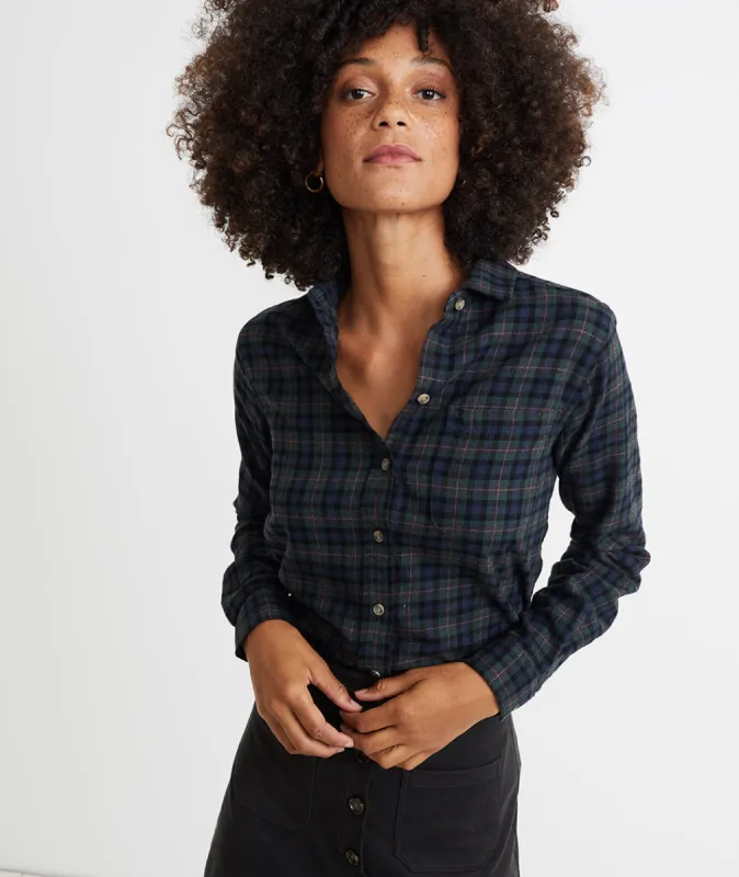 Kendall Button Down in Green Plaid sold by Marine Layer