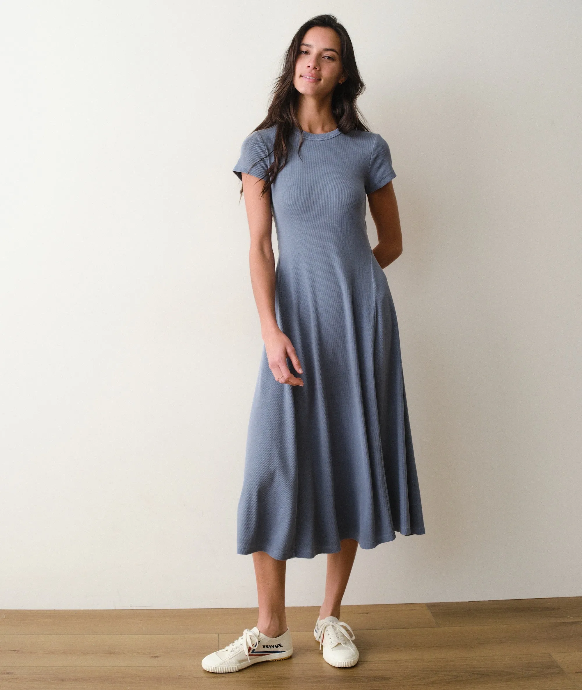 Lexi Short Sleeve Fit & Flare Midi Dress sold by Marine Layer product image thumbnail 3