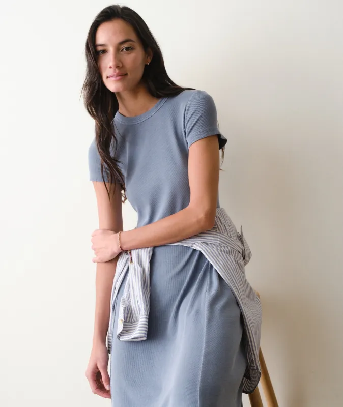 Lexi Short Sleeve Fit & Flare Midi Dress sold by Marine Layer