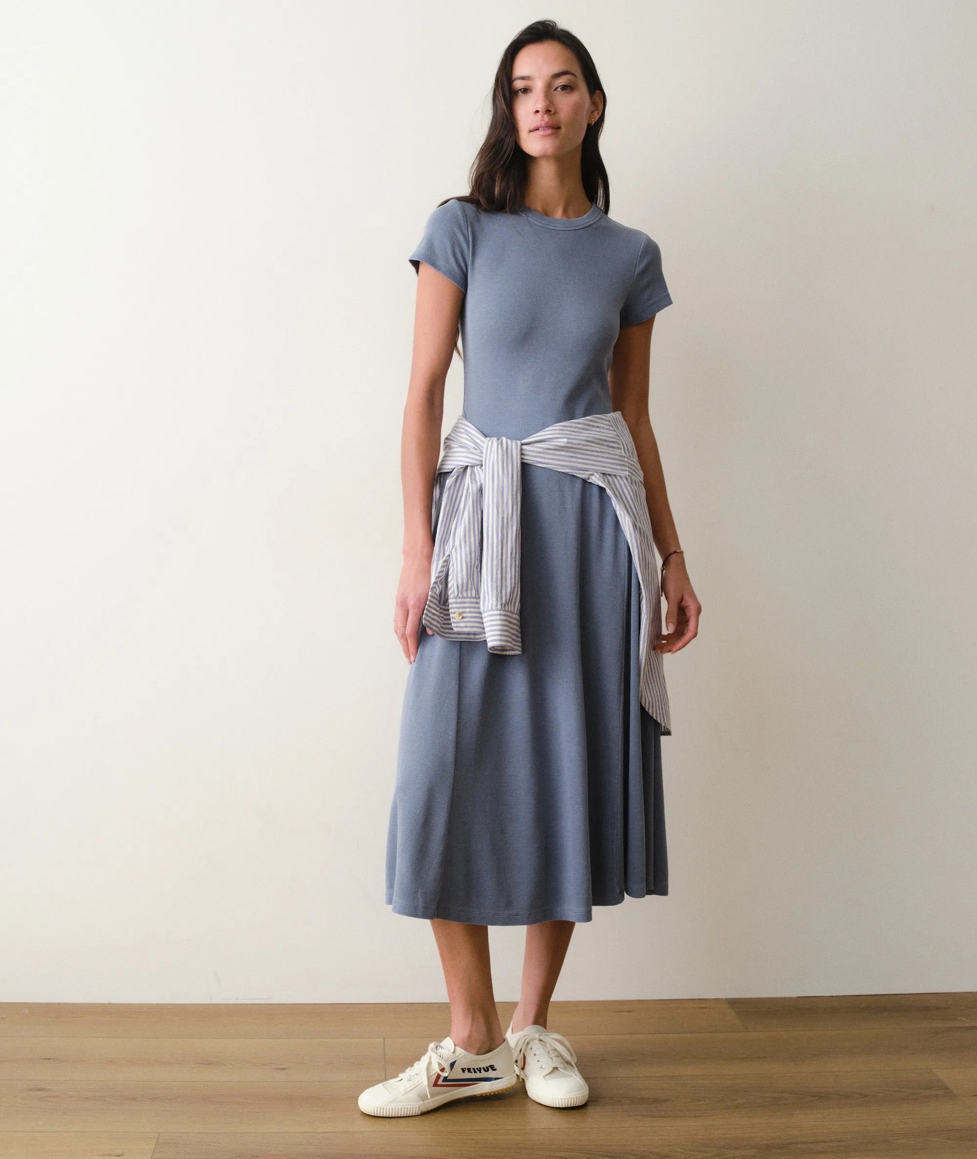 Lexi Short Sleeve Fit & Flare Midi Dress sold by Marine Layer product image thumbnail 2