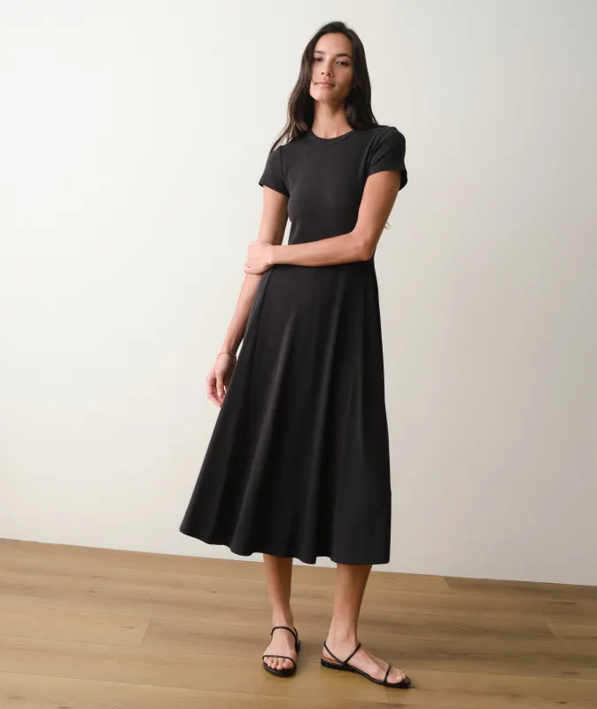 Lexi Short Sleeve Fit & Flare Midi Dress sold by Marine Layer