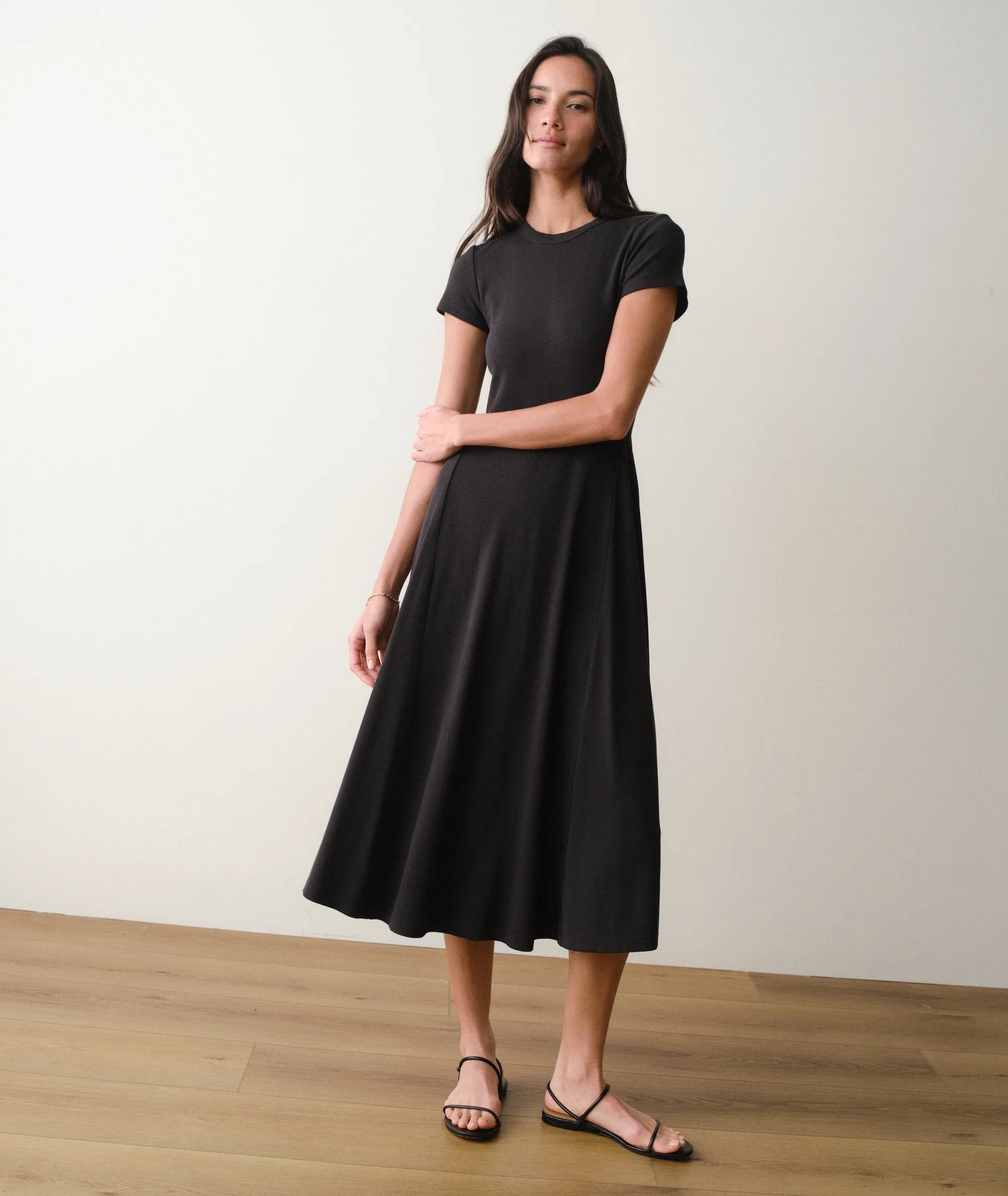 Lexi Short Sleeve Fit & Flare Midi Dress sold by Marine Layer