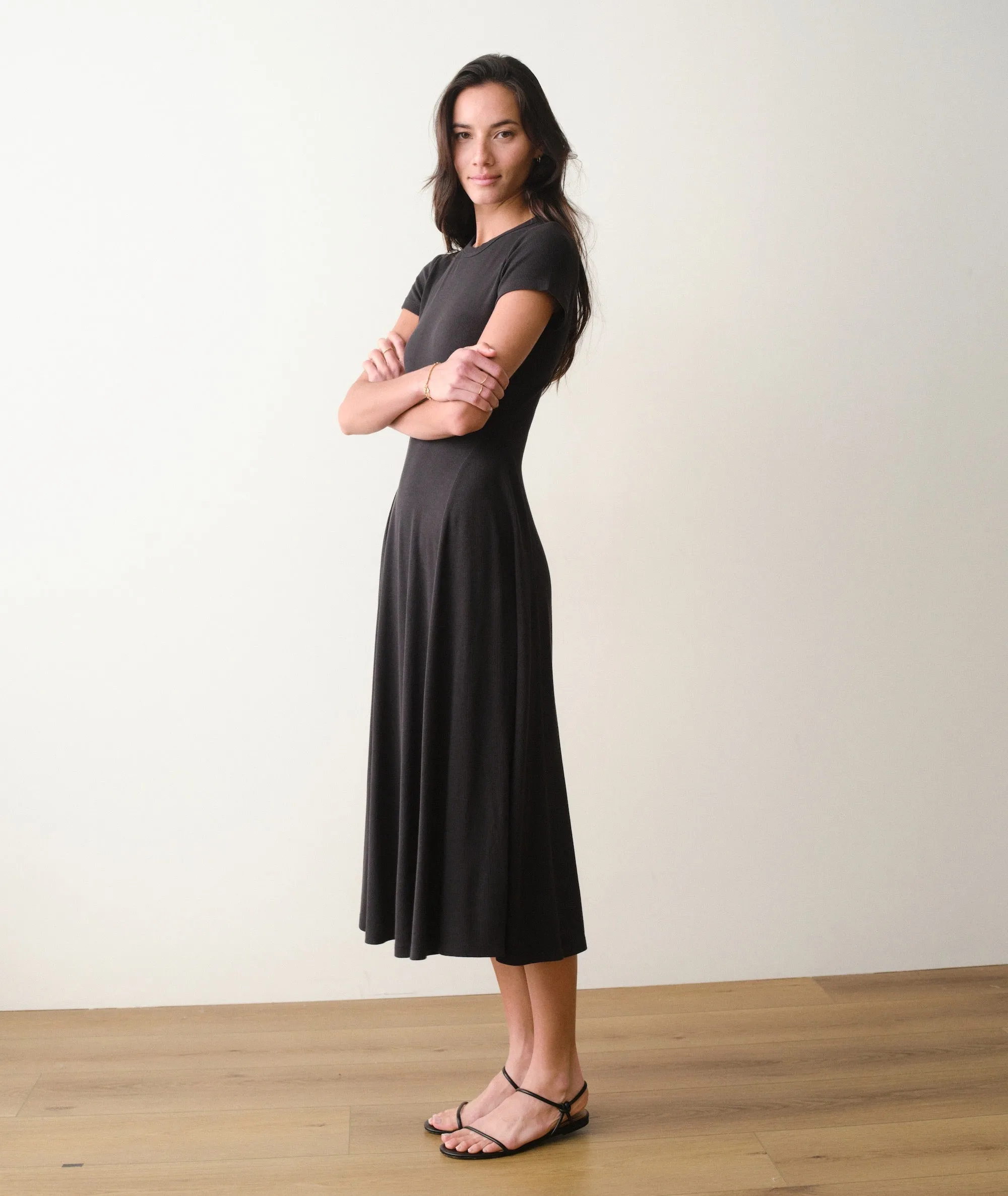 Lexi Short Sleeve Fit & Flare Midi Dress sold by Marine Layer product image thumbnail 2