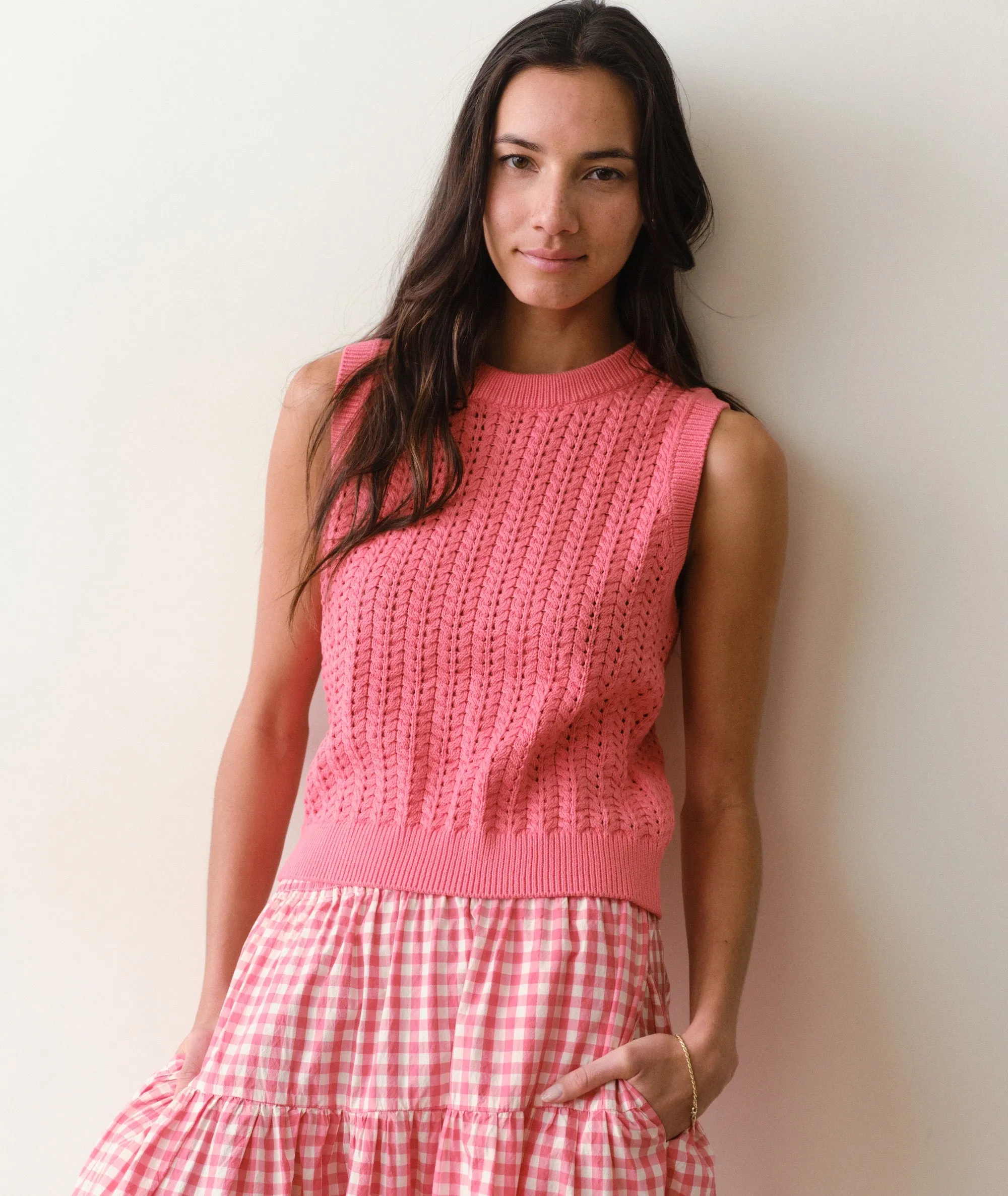 Mina Pointelle Sweater Tank sold by Marine Layer